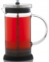 GROSCHE LISBON French press coffee and tea press, 350 ml 11.8 oz fl. oz capacity, Glass body with SS filter press, removable silicone grip base, and included spoon