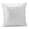 A luxe, decorative pillow covered in shimmering, translucent sequins.