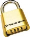 Sesamee K436 4 Dial Bottom Resettable Combination Brass Padlock with 1-Inch Hardened Steel Shackle and 10,000 Potential Combinations