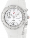 Michele Women's MWW12A000001 Ceramic Analog Textured White Enamel and Diamonds Watch