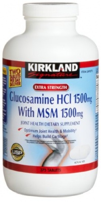 Kirkland Signature Extra Strength Glucosamine HCI 1500mg, With MSM 1500 mg,  375-Count  Tablets