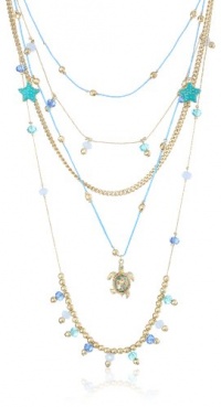 Betsey Johnson Jewels of the Sea Turtle Multi-Row Necklace, 19