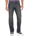 Get a leg up on hip denim style with these dusty wash jeans from American Rag.