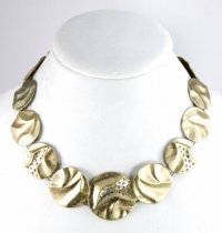 Jones New York Necklace, Antique Gold-Tone Textured Discs with Crystal Accents Necklace