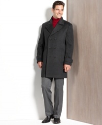 All eyes will be on you as you march through the cold weather with this refined, double-breasted Kenneth Cole coat.