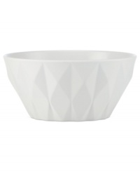 A cut above. The Castle Peak cereal bowl presents an ultra-modern take on kate spade new york's signature bow motif featuring bold faceted accents in cream-colored stoneware.