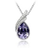 Purple Crystal Pendant, 18K Gold Plated Tear Drop Women Necklace with Free 18 Chain