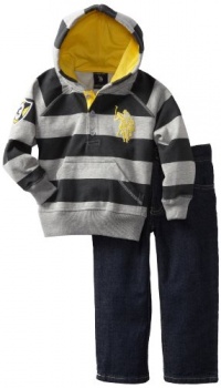 U.S. POLO ASSN. Boys 2-7 Hoody with Jean, Grey, 4T