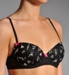 Betsey Johnson Women's Tattoo You Embroidery Demi Bra, Black, 36D