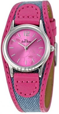 Zou Zou Pink Dial with Flower Motif Pink Faux Leather Ladies Watch ZRT6006