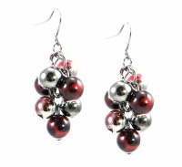 Style&co. Earrings, Hematite-Tone Red and Black Shakey Bead Drop Earrings