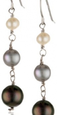 Black Multi-Colored Freshwater Cultured Pearl Drop Earrings