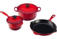 Le Creuset Signature Enameled Cast-Iron 5-Piece Cookware Set, Cherry