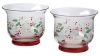 Pfaltzgraff Winterberry Hand-Painted Glass Hurricane Candle Holders, Set of 3