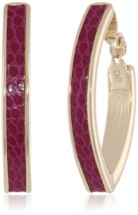 Anne Klein Dalton Gold-Tone Cranberry Clip-On Hoop Earrings