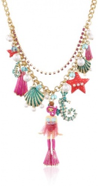 Betsey Johnson Jewels of the Sea Scuba Girl Multi-Charm Necklace, 20