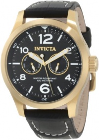 Invicta Men's 10491 Specialty Military Black Dial Black Leather Watch