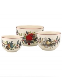 Up for a multitude of holiday tasks, the Winter Greetings nesting bowls by Lenox combine everything that's beautiful about the season in fine ivory porcelain. Featuring three distinct nature motifs.