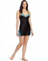 Betsey Johnson Women's Sultry Stretch Satin Slip With Lace, Raven Black, Small