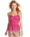 Add raspberry punch to your night out look with this quilted bustier from Rampage!