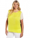 DKNYC Women's Plus-Size Blouse With Tech Crepe Sides