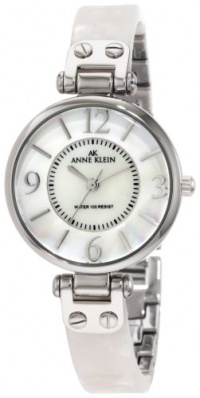 Anne Klein Women's 10/9843MPIV Ivory Marbleized Resin Bangle Silver-Tone Bangle Watch