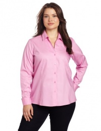 Jones New York Women's Plus-Size Long Sleeve Easy Care Blouse, New Pink, 16W