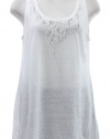 Eileen Fisher White Embellished Scoop Neck Tank Shirt Top Small