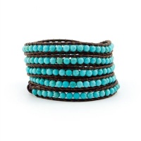 Chan Luu Turquoise Wrap Bracelet on Brown Leather