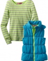 Energie Girls 7-16 - Makenzie Neon Puffer Vest, Blue, Medium