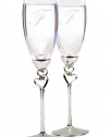 Hortense B. Hewitt Wedding Accessories Entwined Hearts Silver-Plated Champagne Flutes, Set of 2