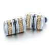 J.Goodman Sterling Silver/18k Yellow Gold Black Diamond Cufflinks