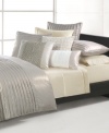 Embellished with an array of pleated stripes, Natori's Soho duvet cover has an undeniably modern sophistication. Featuring soft linen and cotton finished with a dazzling metallic sheen. Also features button closure; reverses to solid cotton sateen.