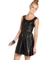 Finished with a studded bow-belt, this faux-leather dress from BeBop gives your closet the edge it needs!