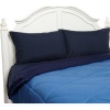 Full / Queen Size Clara Clark 3pc Silky Soft Goose Down Alternative Reversible Navy / Aqua Comforter Set - Includes 2 Pillow Shams - Available In A Few Sizes And Colors