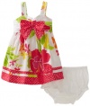 Sweet Heart Rose Baby-Girls Infant Sleeveless Sundress with Dotted Bow and Diaper Cover, Pink/Multi, 12 Months