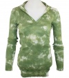 Gypsy Daisy Junior Sized Long Sleeve, Cotton Print, Light Green Colored, Tie Dye Patterned Hoodie Top - Tie Dye Hoodie