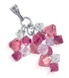 Sterling Silver Round and Bicone Shaped Clear and Pink Crystal Cluster 1.5 inch Pendant Made with Swarovski Elements