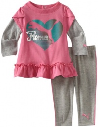 Puma - Kids Baby-Girls Infant Promo Legging Set, Azalea, 12 Months