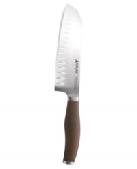 Crafted from German carbon steel, the Santoku blade features a glass-finished edge that provides a smooth, clean, precision cut time and time again. Ice-hardened steel stays sharper for even longer, while a SureGrip® handle fits perfectly and comfortably in your hand for balance and control.