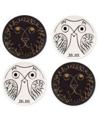 Full of personality, Woodland Park coasters are a fun surprise for any table from kate spade new york. Featuring a black and white glaze with whimsical lion and owl faces.