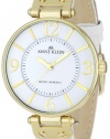 Anne Klein Women's 109168WTWT Gold-Tone Round White Leather Strap Watch