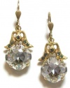 Catherine Popesco 14K Gold Plated Large Crowned Dangle Earrings with Shade Swarovski Crystals