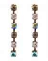 Earrings - Gold Tone Swarovski (tm) Crystals ~ Black Diamond Mix (Gray) (FB56)