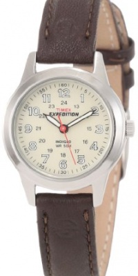 Timex Women's T40301 Expedition Metal Field Brown Leather Strap Watch