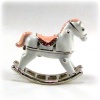 White Rocking Horse Figurine Box Swarovski Crystals Keepsake Box, Trinket, Pill, Jewelry Box