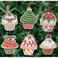 Janlynn Christmas Cupcake Ornaments Counted Cross Stitch Kit