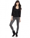 XOXO Juniors Asymmetrical Seamed Zip Sleeve Cropped Jacket, Black, Large