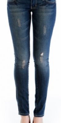 (JG1344-Dirty_Wash-1) Dollhouse Juniors Belted Rocker Skinny Jeans in Dirty_Wash Size: 1