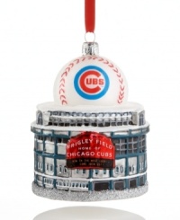 Snow delay? Ensure not even the weather comes between baseball fans and the Chicago Cubs with the wintry Wrigley Field ornament by Kurt Adler.